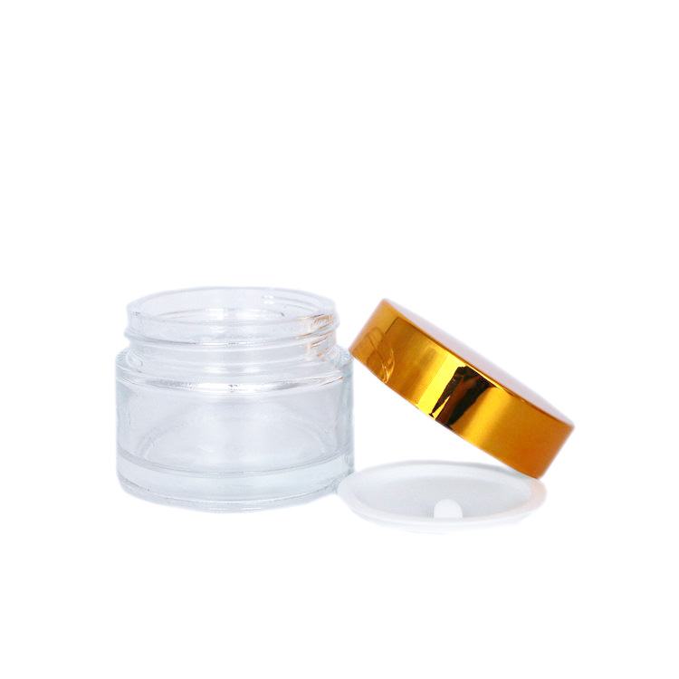 cosmetic packaging 10ml 40ml 50ml clear glass cream jar with metal lid