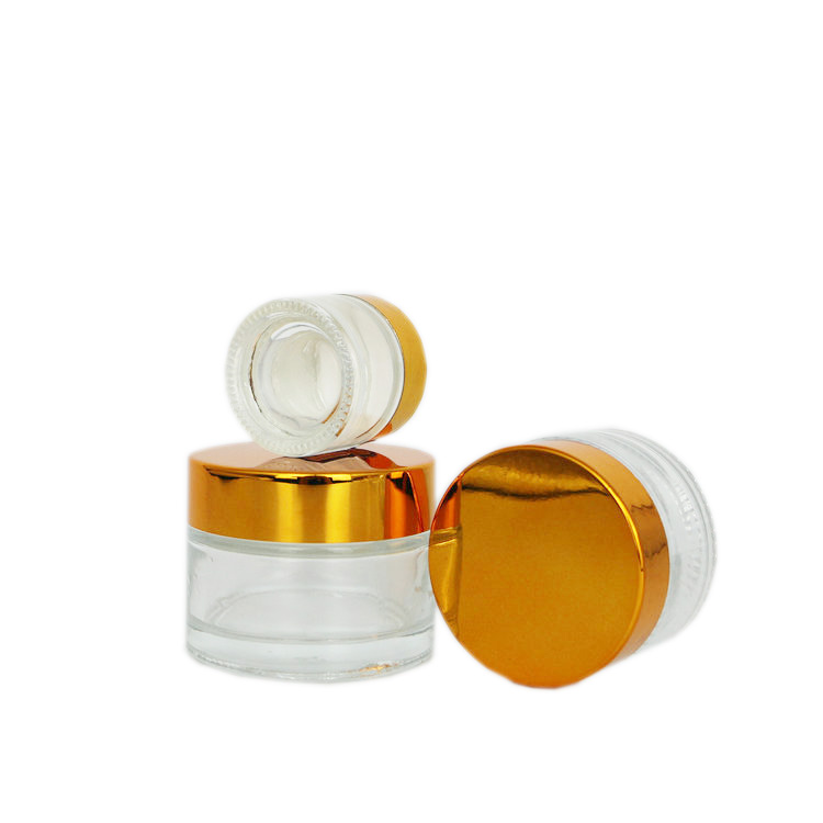 cosmetic packaging 10ml 40ml 50ml clear glass cream jar with metal lid