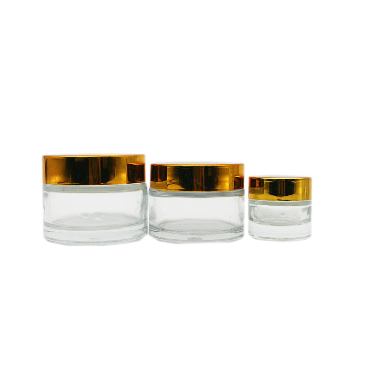 cosmetic packaging 10ml 40ml 50ml clear glass cream jar with metal lid