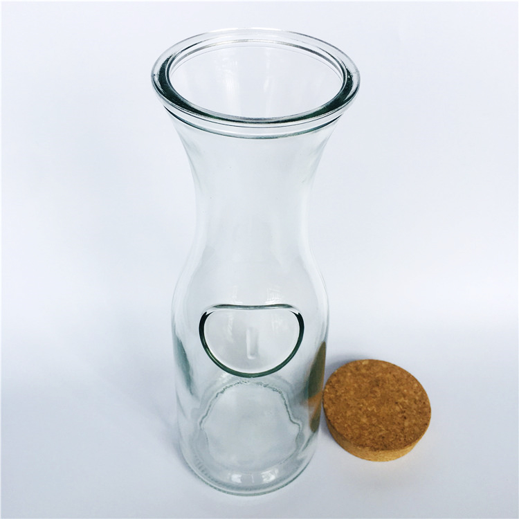 1L Clear glass cold water bottle for beverage juice with cork