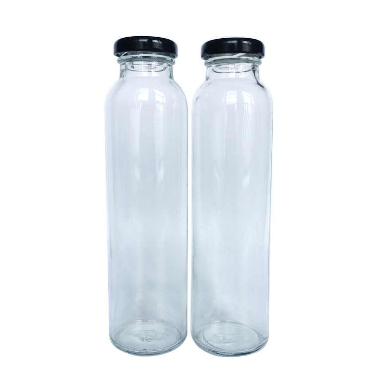 300ml Round glass beverage bottle for juice with lid