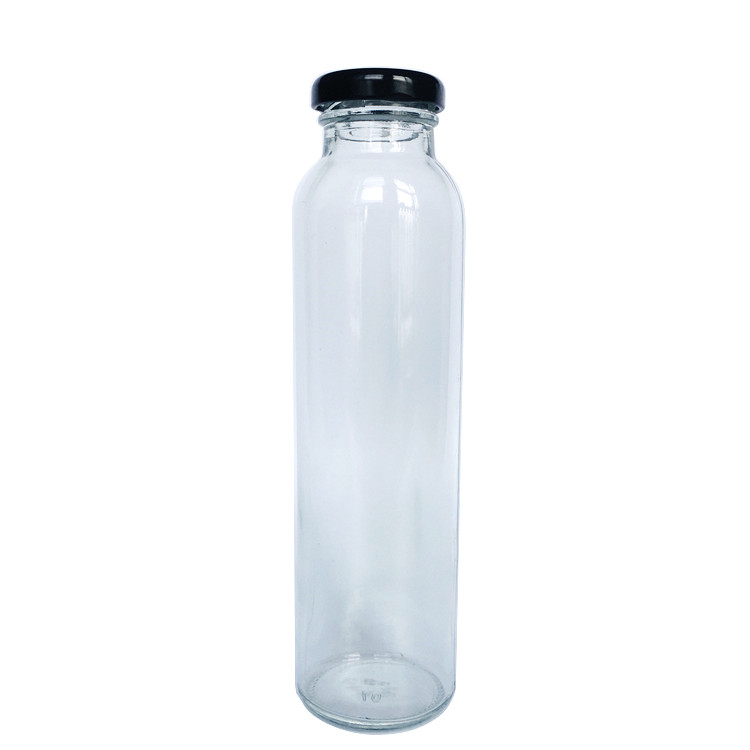 300ml Round glass beverage bottle for juice with lid