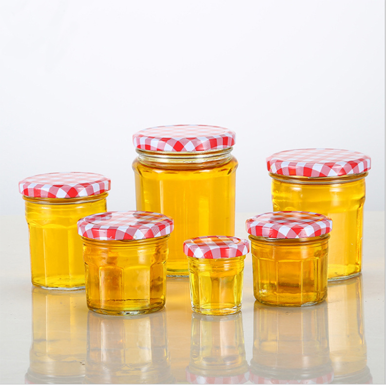 150ml 200ml 250ml france popular cheap small clear ribbed strawberry fruit glass jam jar with metal closure