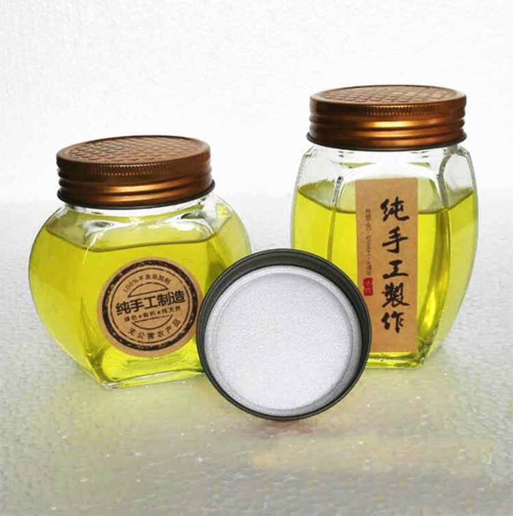 1000g 500g glass oval hexagonal honey bee jar wholesale bottle for food storage