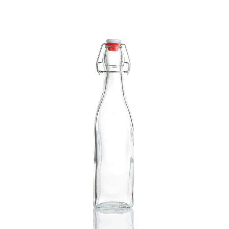 swing top cover flip square glass bottle 250ml 500ml 1000ml