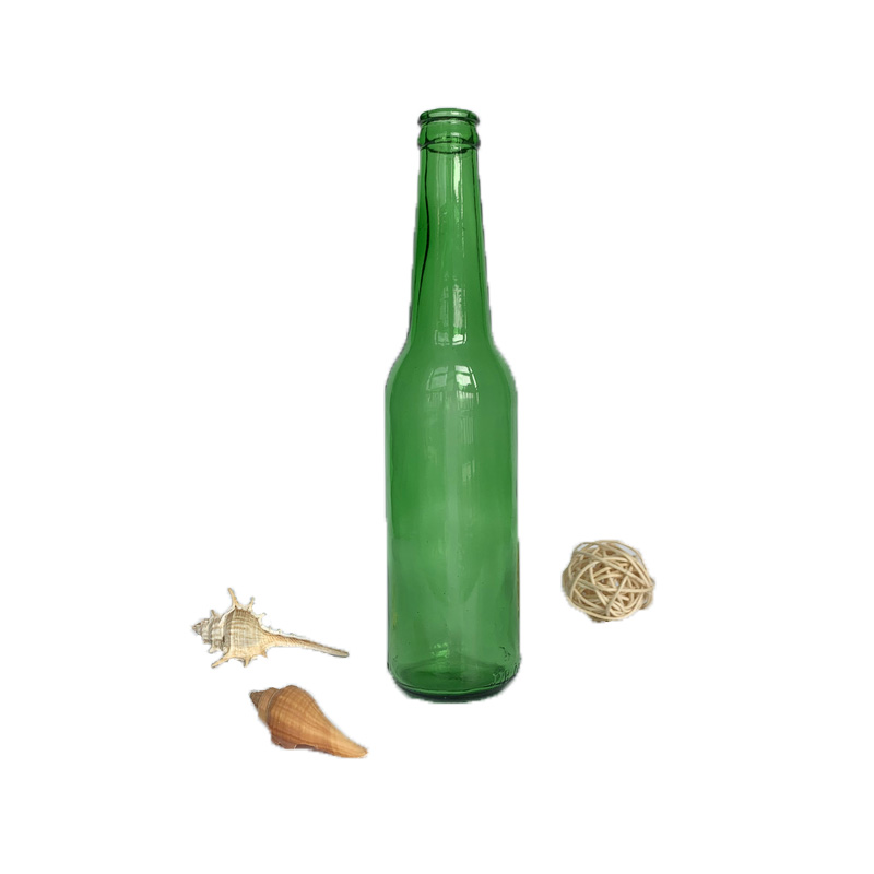 Wholesale 330ml green beer glass bottle with crown cap