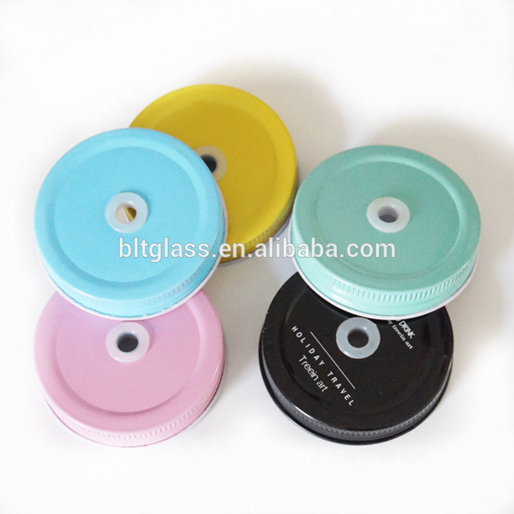 wholesale customized 70mm mason jar lids with hole
