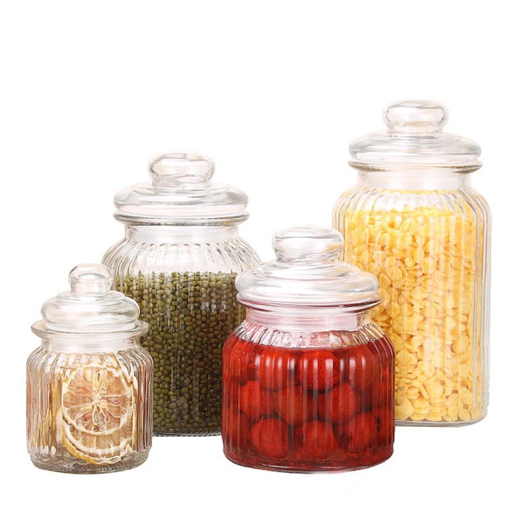 300ml 650ml 950ml 1350ml storage glass food jar for kitchen with glass lid