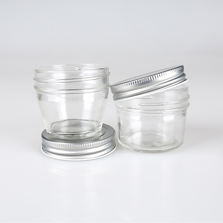 food grade 100ml clear round glass caviar jar with screw cap