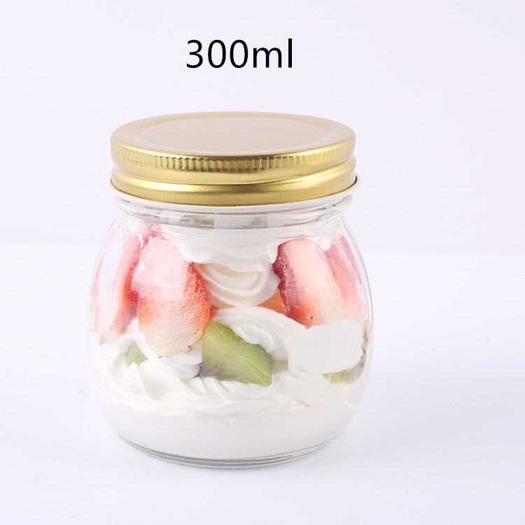 hot sale 250ml 300ml empty glass canning jar for dessert and candy