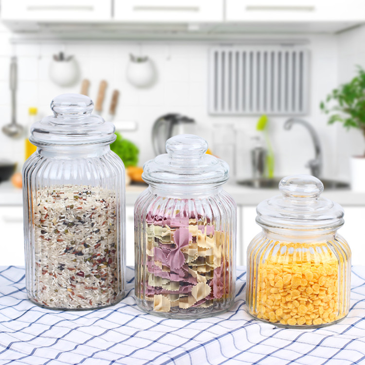 300ml 650ml 950ml 1350ml storage glass food jar for kitchen with glass lid