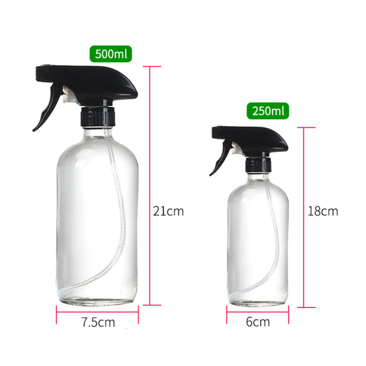 250ml 500ml round Boston pump lid hand sanitizer glass bottle spray bottle