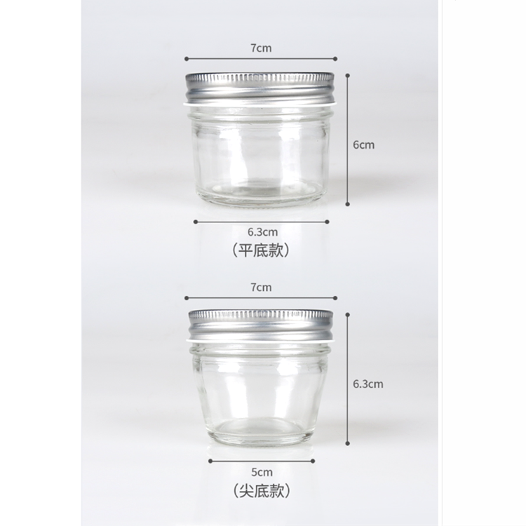 food grade 100ml clear round glass caviar jar with screw cap