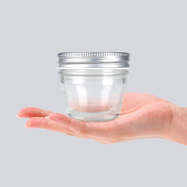 food grade 100ml clear round glass caviar jar with screw cap