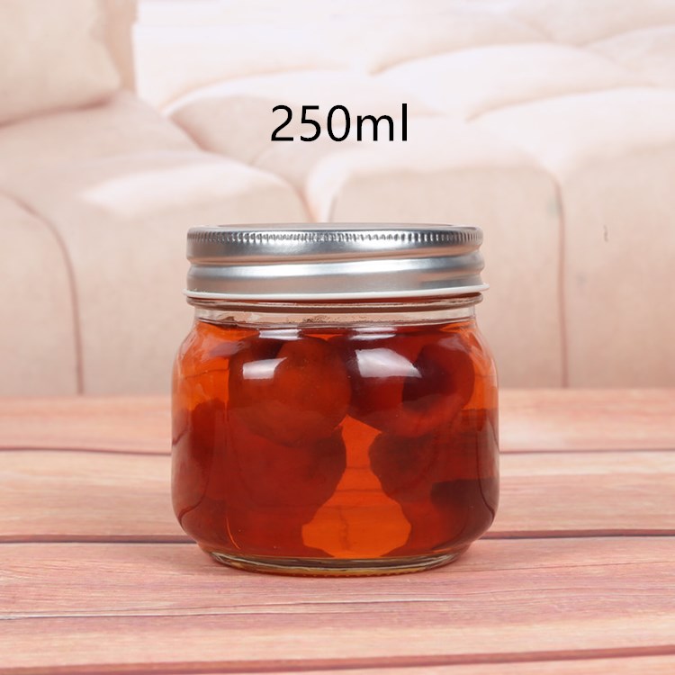 hot sale 250ml 300ml empty glass canning jar for dessert and candy