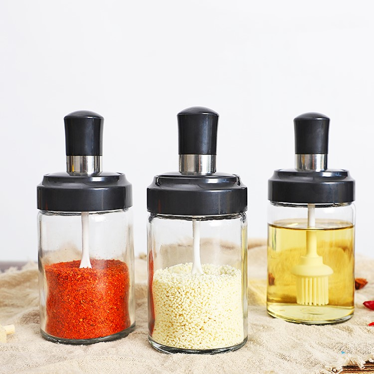 top grade 240ml kitchen glass storage bottles for spice pepper honey with cap