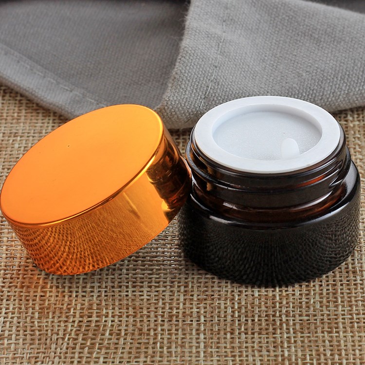 empty 5g-100g amber round glass cosmetic jar cream jar with cap