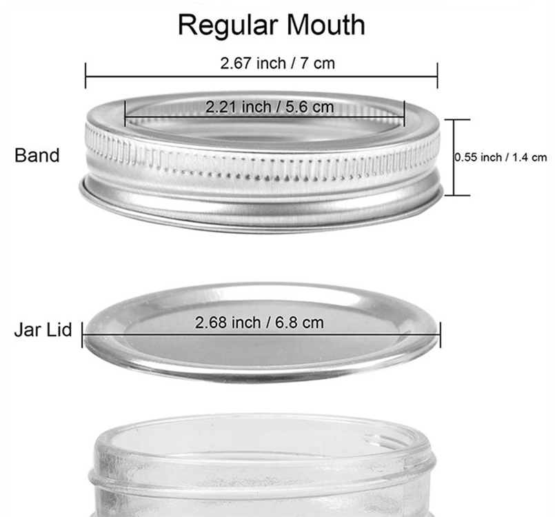 70 mm/86 mm Sliver Color 2 Pieces Metal Screw Cap Mason Jar Lid