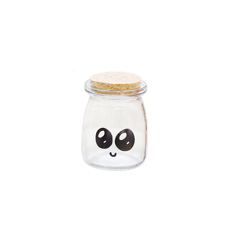 customized 100ml 150ml 200ml glass storage jar pudding jar with cork