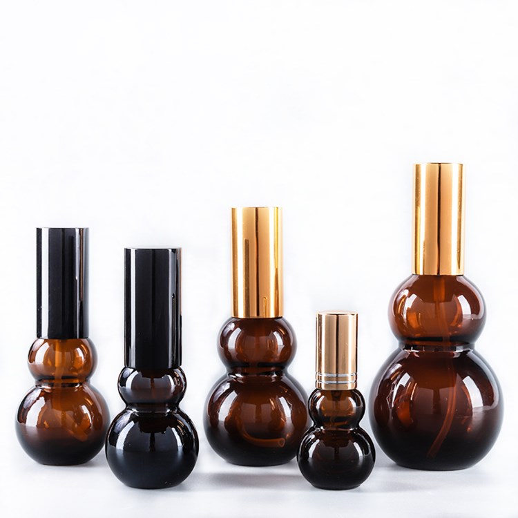 10ml-100ml amber gourd shaped cosmetic glass bottles wholesale