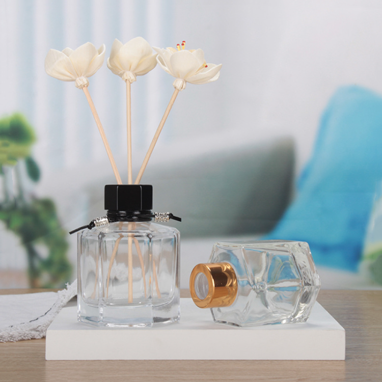 50ml 100ml hexagonal clear glass aroma diffuser oil bottle