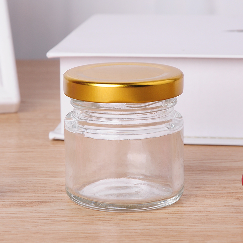 eco friendly 50ml empty clear glass jam jar with cap