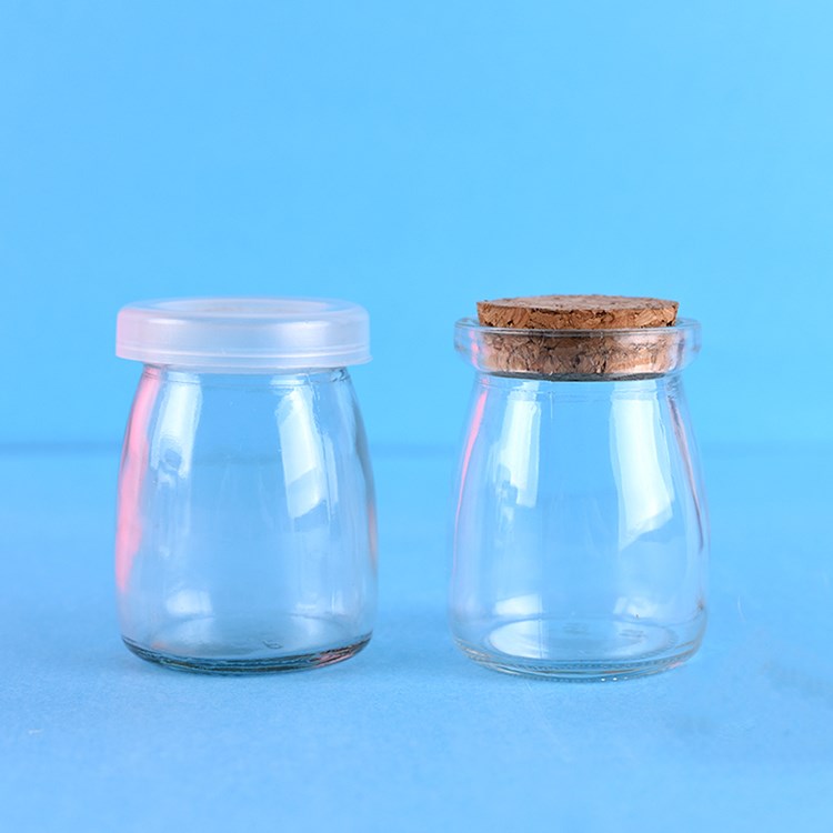 customized 100ml 150ml 200ml glass storage jar pudding jar with cork