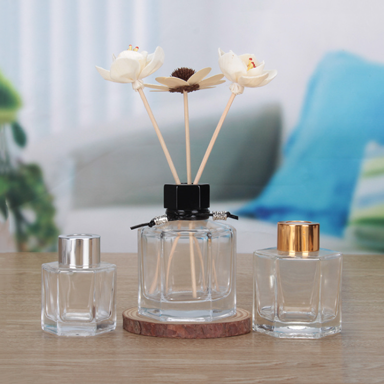 50ml 100ml hexagonal clear glass aroma diffuser oil bottle