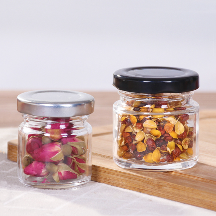 eco friendly 50ml empty clear glass jam jar with cap