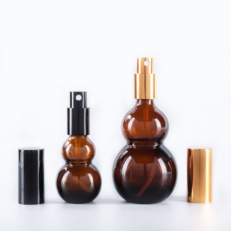 10ml-100ml amber gourd shaped cosmetic glass bottles wholesale