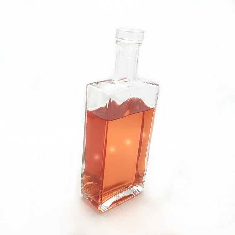 500ml clear square glass food bottle with glass lid for Whisky