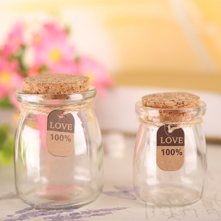 customized 100ml 150ml 200ml glass storage jar pudding jar with cork