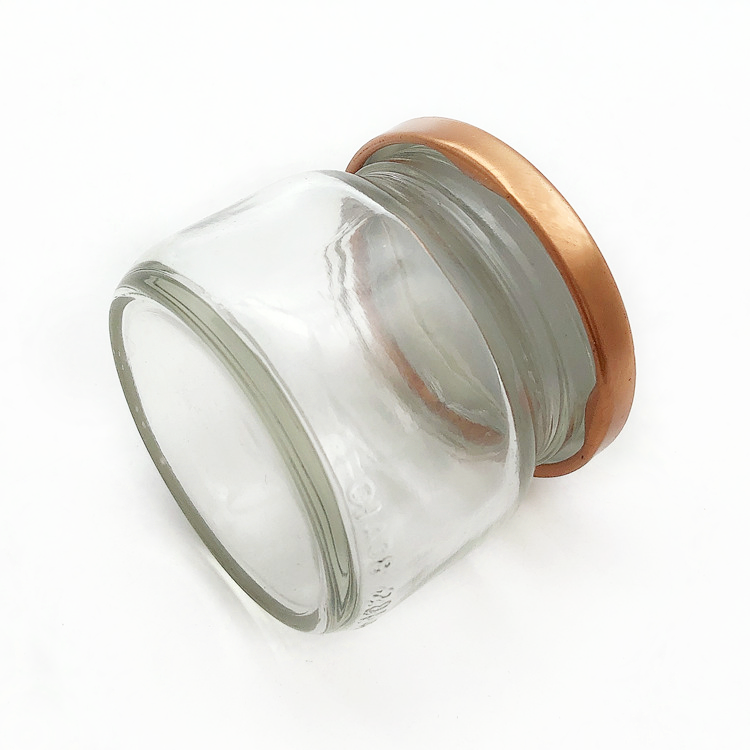 recyclable mini 70ml clear round glass jam jar with lid