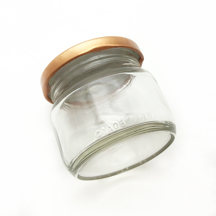 recyclable mini 70ml clear round glass jam jar with lid