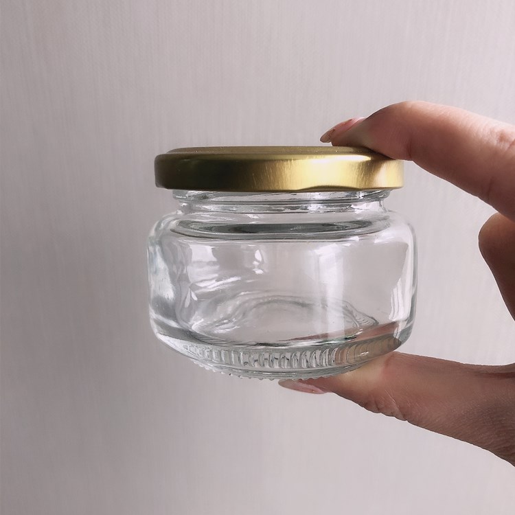 cheap 120ml round glass container for caviar with lid