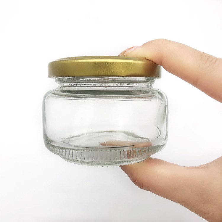 cheap 120ml round glass container for caviar with lid