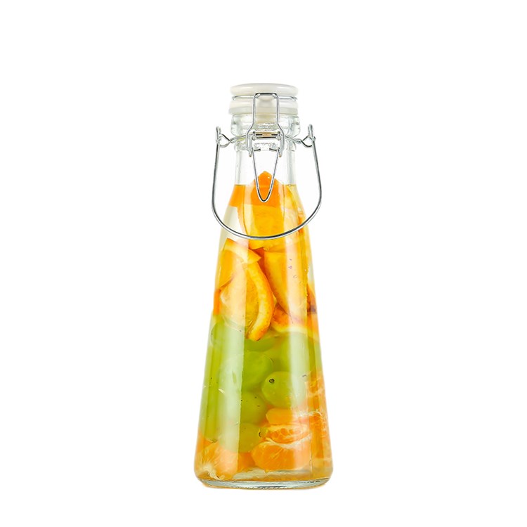 500ml 1000ml portable conical glass beverage bottle with ceramic swing top wire lid