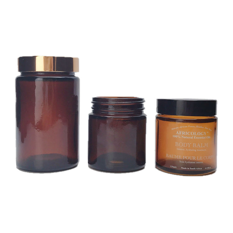 customize100ml 200ml amber round glass cosmetic jar for face cream