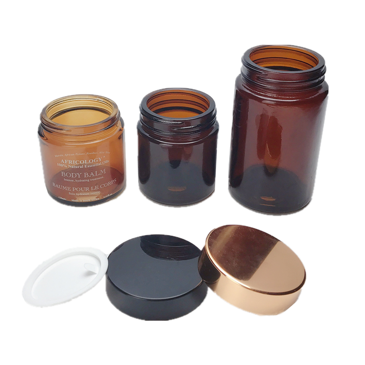 customize100ml 200ml amber round glass cosmetic jar for face cream