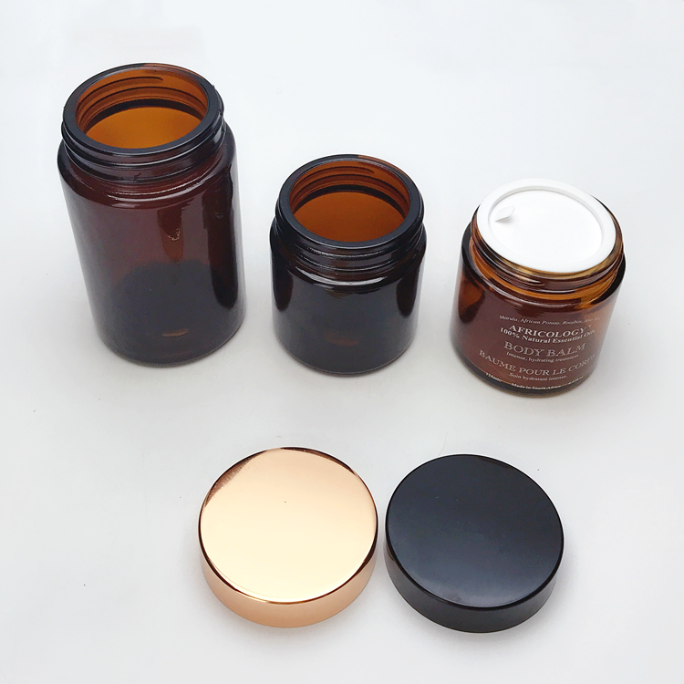 customize100ml 200ml amber round glass cosmetic jar for face cream