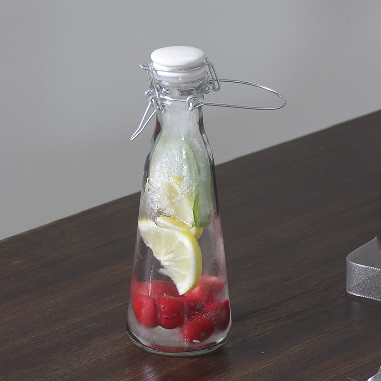 500ml 1000ml portable conical glass beverage bottle with ceramic swing top wire lid