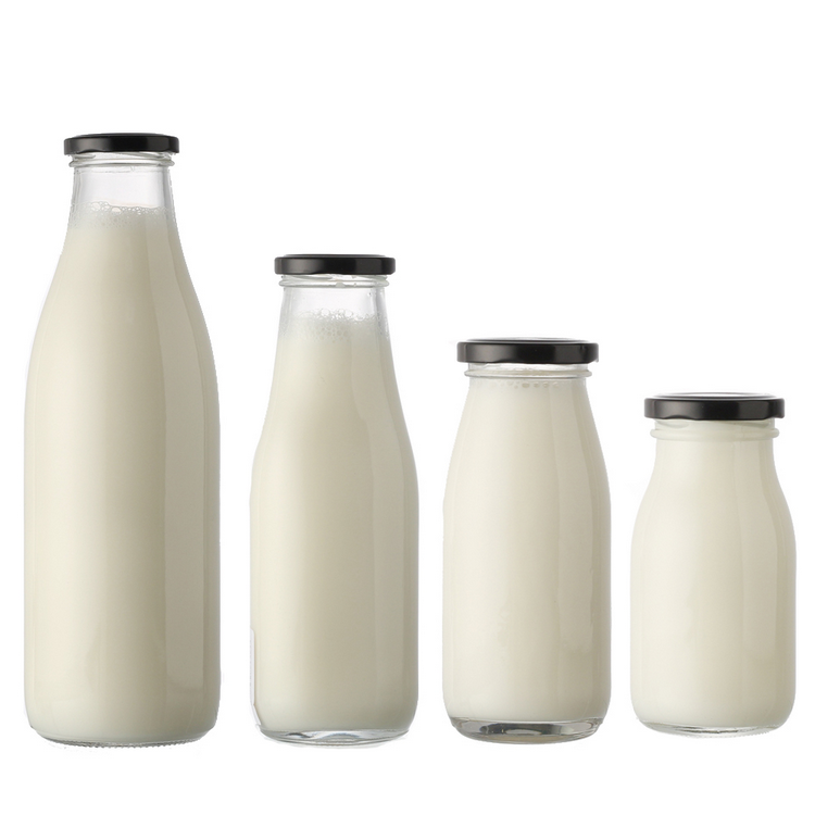 Wholesale Empty 250ml Milk/Juice/Tea/Drink Glass Bottle With Lid