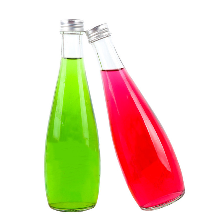 supplier wholesale 330ml clear glass drink bottle for juice with lid