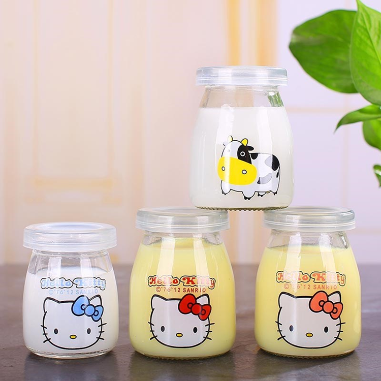 customize 100ml 150ml 200ml clear glass pudding jelly jar with plastic cap