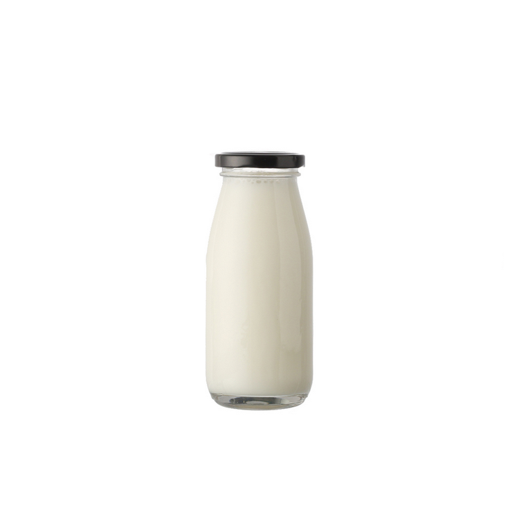 Wholesale Empty 250ml Milk/Juice/Tea/Drink Glass Bottle With Lid