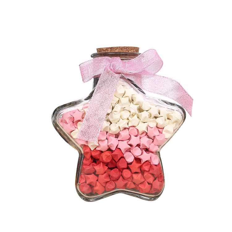 2oz 4oz 50ml 100ml star shape decorative small glass jar with cork lid wholesale