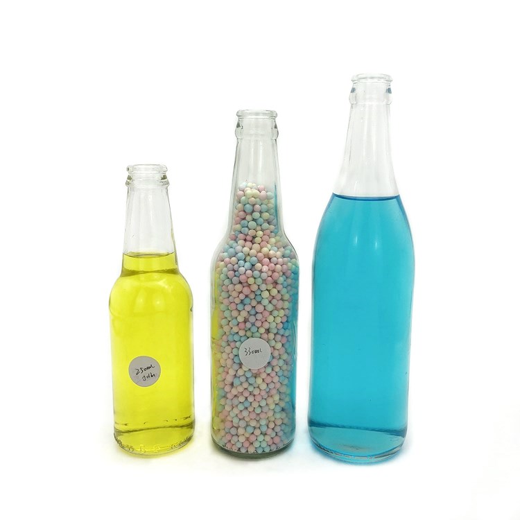 wholesale 250ml 330ml 500ml clear glass drinking bottle for beer with crown cap