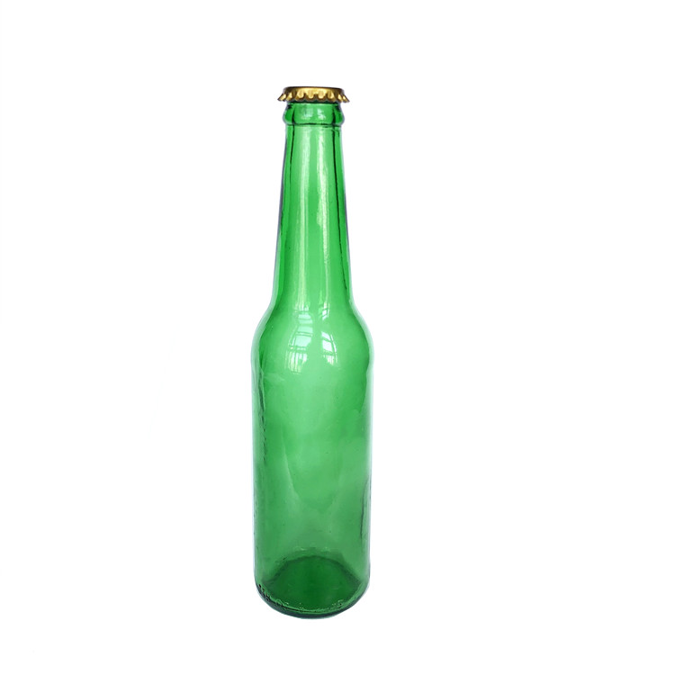 12.5oz 350ml green glass bottle for beer with crown cap packaging