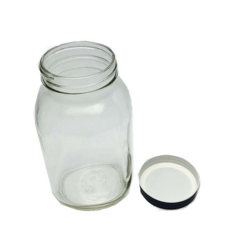 Square round 32oz glass mason jar with screw top lid for pickle honey