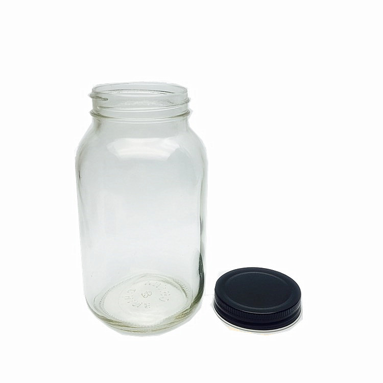 Square round 32oz glass mason jar with screw top lid for pickle honey